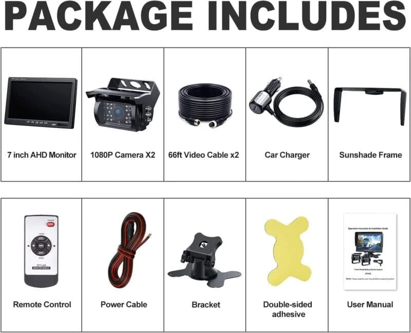 DVProHD™ Car/RV Rear View Camera + 7" Monitor: HD Backup Reverse Cam, Night Vision Waterproof car rear view camera DVProHD™