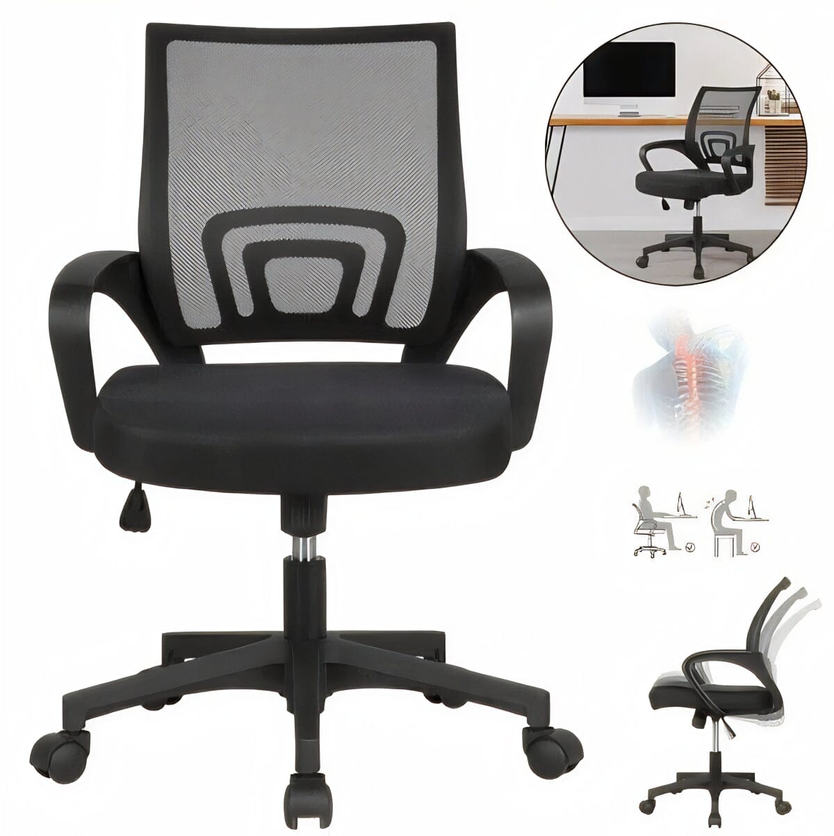 FlexVybe™ Executive Mesh Office Chair: Lumbar Support, Swivel, Adjustable Computer Chair office chair FlexVybe™ 