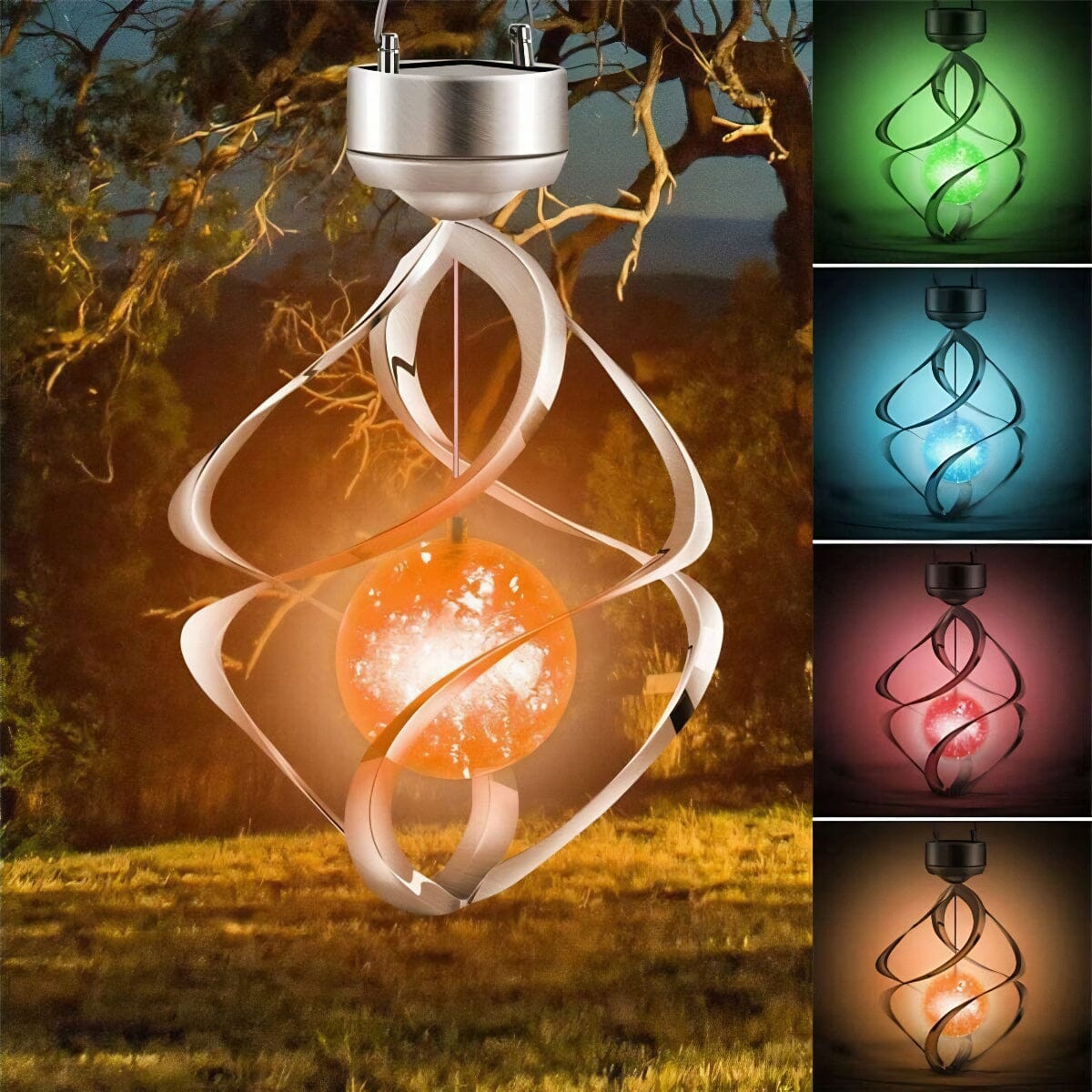 GoodVybe™ Solar Color-Changing Spiral Spinner Lamp: LED Garden Wind Chime patio light GoodVybe™ 