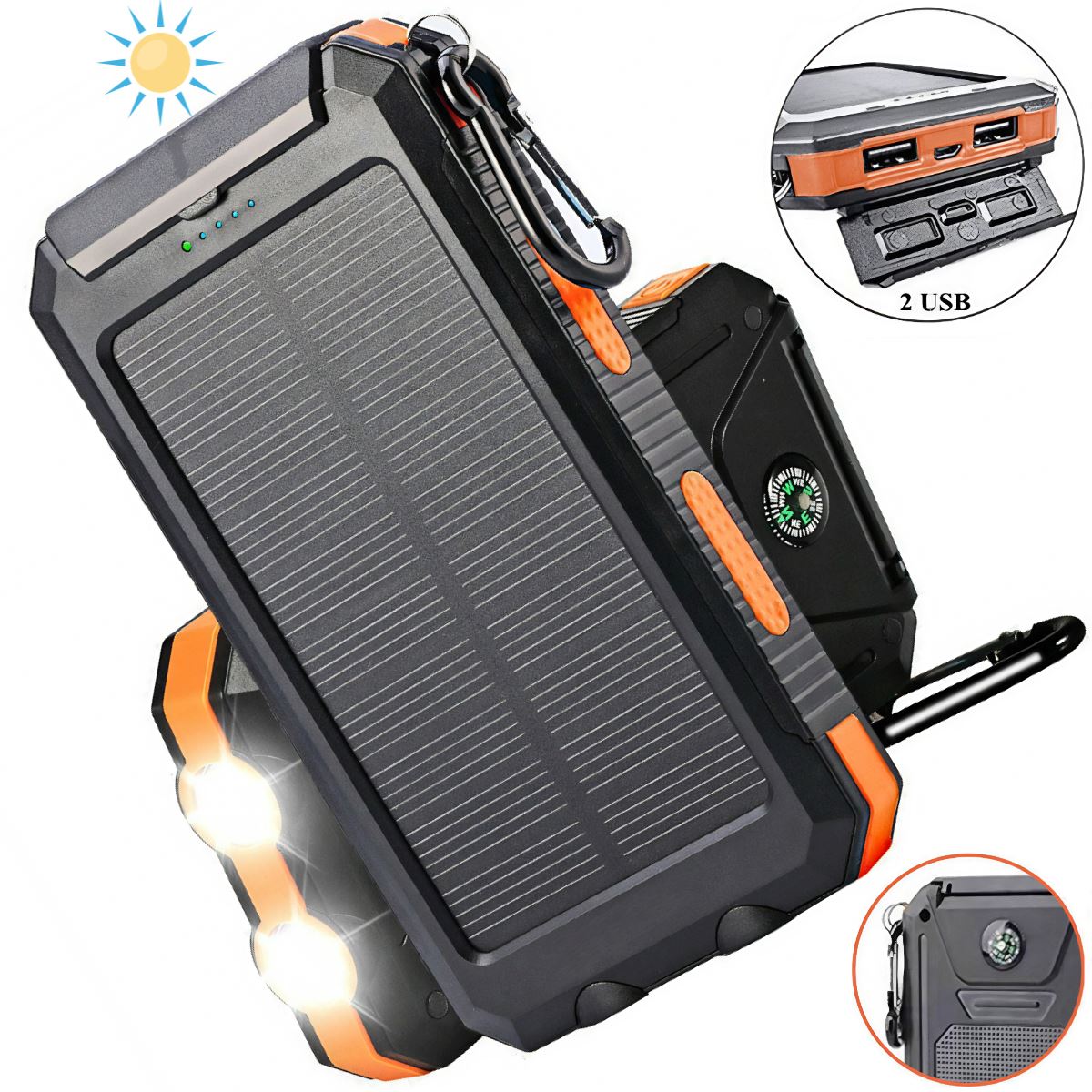 SMAXPro™ Portable Solar Power Bank: HIGH 20,000mAH, 2 USB Ports, Compa –  EliteDealsOutlet