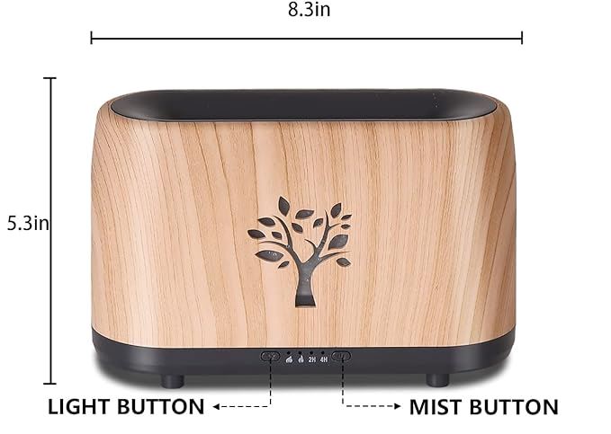 TLKGlow™ 240ml 3D Flame Mist Essential Oil Diffuser: Aroma Air Humidifier - Wood Grain TLKGlow™