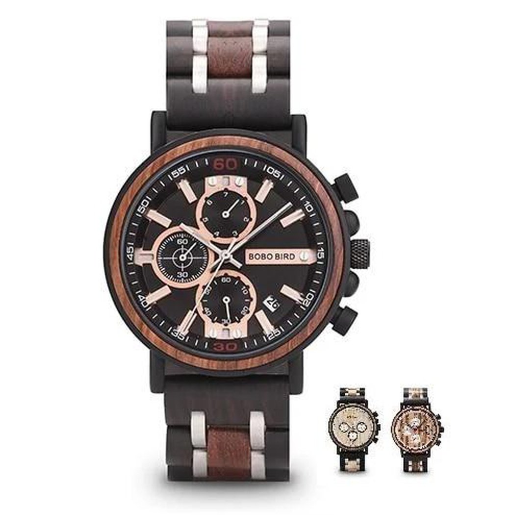 BBWood™ Men's Genuine Wooden Luxury Military Quartz Vintage Wrist Wood Watch wood watch BBWood™ Fashion Dark Walnut 