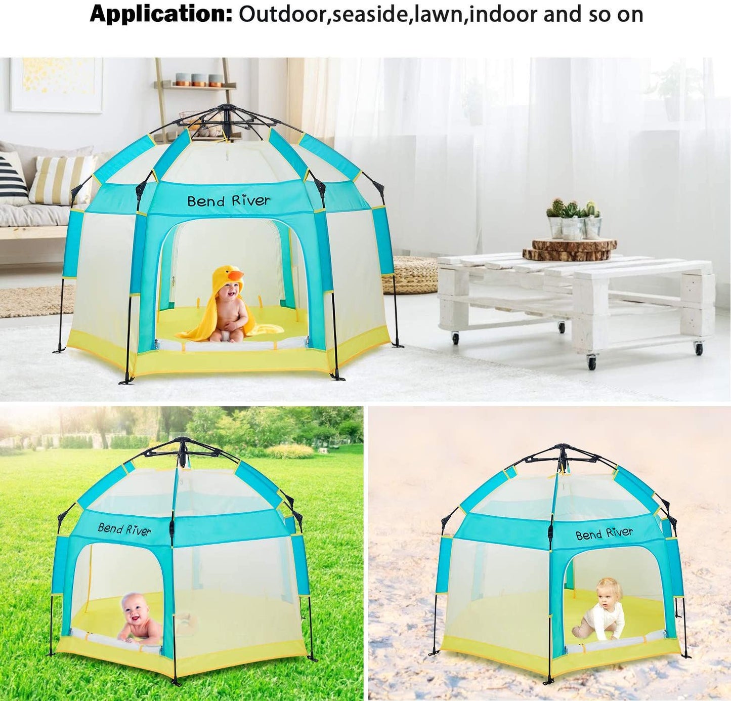 BRiverLux™ Foldable Baby Playpen w/ Canopy: Play Yard Tent Indoor/Outdoor Net BRiverLux™
