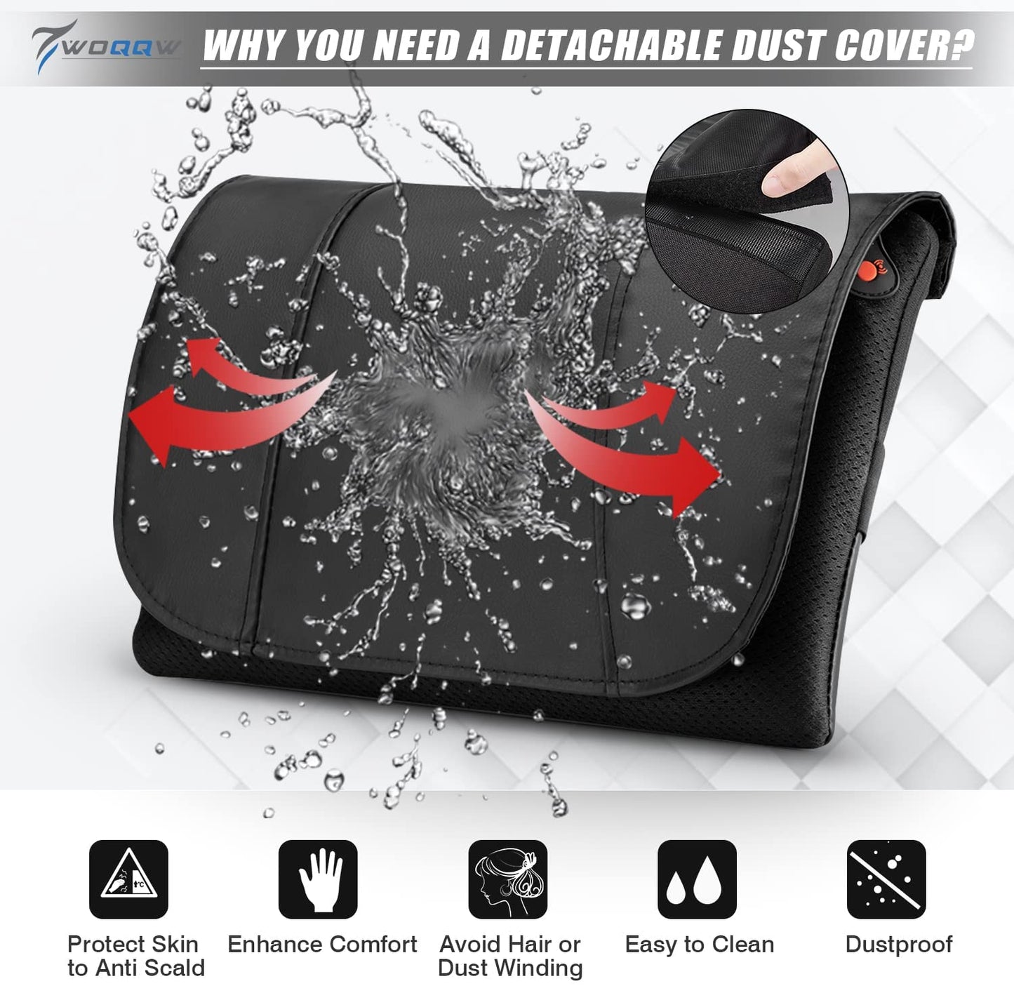COMFYPRO™ Large Back & Neck Shiatsu Massage Pillow w/ Heat - Reversible Deep Kneading neck massager COMFYPRO™