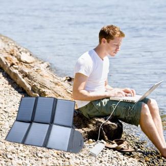FXSolar™ 60W Folding Solar Panel Kit: Portable, 20V, 10-in-1 Connectors, Waterproof FXSolar™ 
