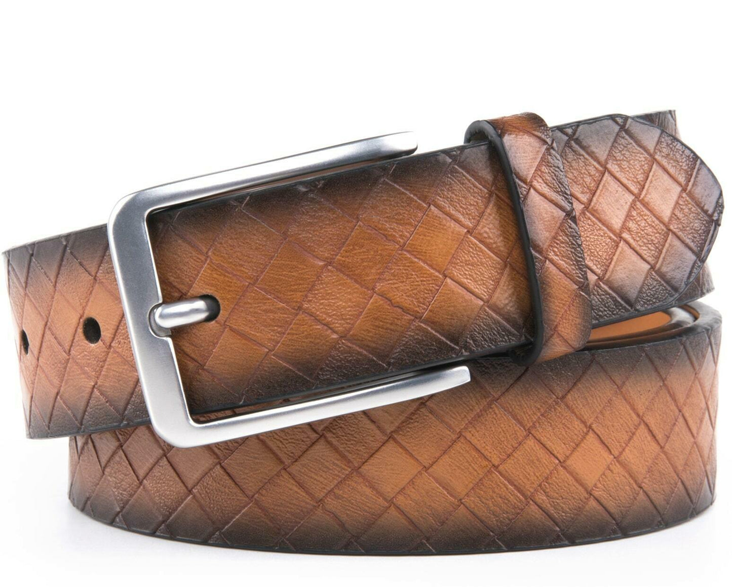 MRoyale™ Genuine Leather Belt | Men's Dress Belt, Diamond Grid, Metal Buckle | Black, Brown, Tan mens belts MRoyale™