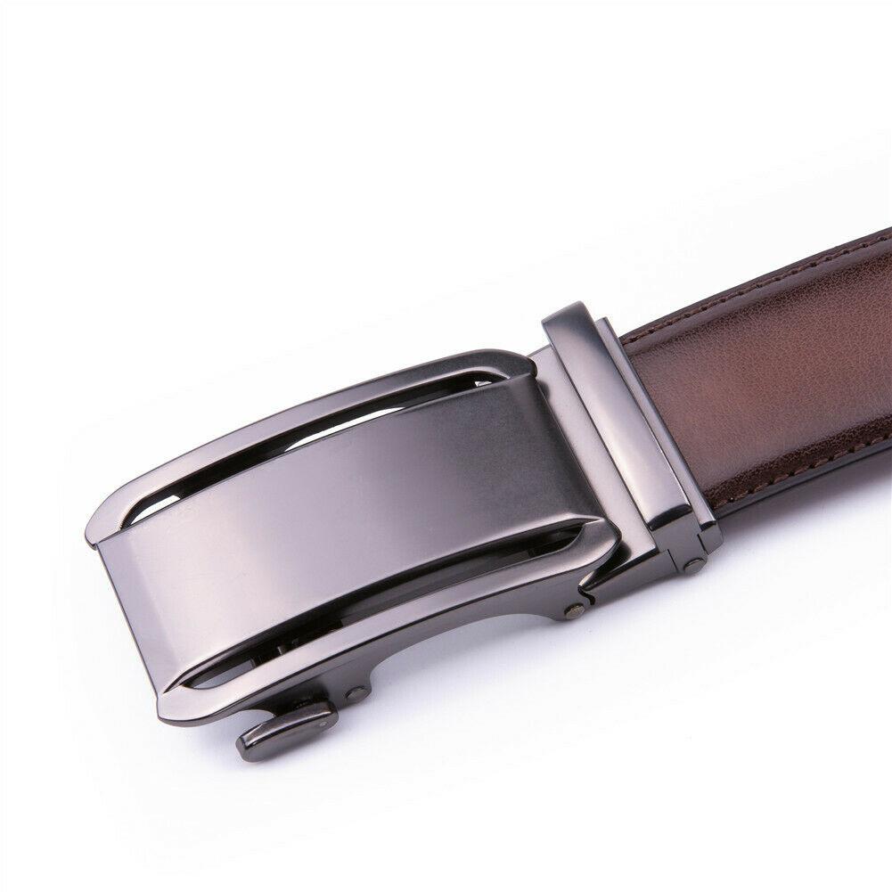 FVLUX™ Faux Leather Ratchet Belt | Men's 1.4" Wide Automatic Slide Buckle | Silver Steel mens belts FVLUX™
