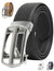 MRoyale™ Leather Ratchet Belt | Men's 1.3" Wide Automatic Slide Buckle | Brushed Nickle mens belts MRoyale™ Black 32/34 