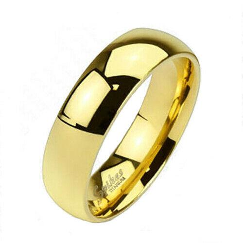 MRoyale™ Men's Solid Titanium 6/8mm Gold Plated Wedding Band Ring men's ring MRoyale™