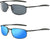 MROYALE™ 2-Pack Polarized 'Curve Wrap' Metal Sunglasses - Men's Sports, UV400, Case Sunglasses MROYALE™ 2 Pack (Black & Blue) 