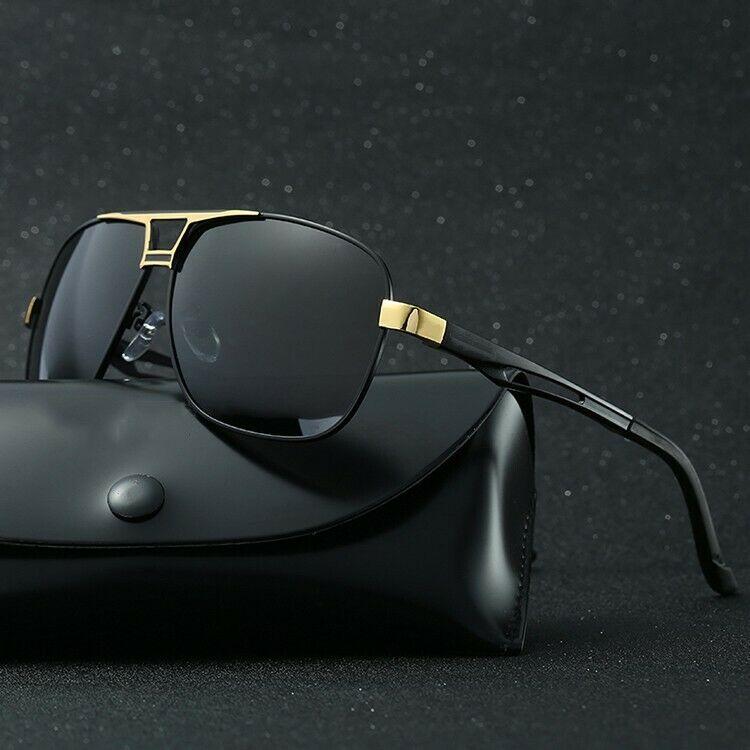 MROYALE Pro™ Men's Aviator Polarized Vintage Sunglasses - UV400 sunglasses MRoyale™ Fashion Gold w/ Black Lens 