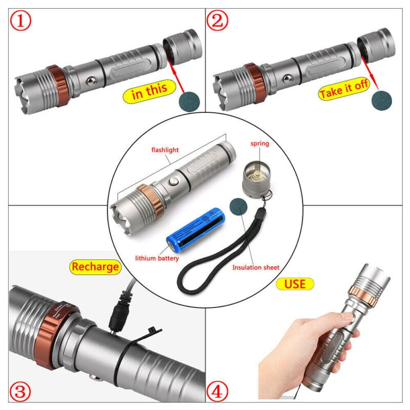 SMAXElite™ Powerful Rechargeable LED Zoom Flashlight: Police-Grade, 5 Modes, Waterproof tactical flashlight SMAXElite™