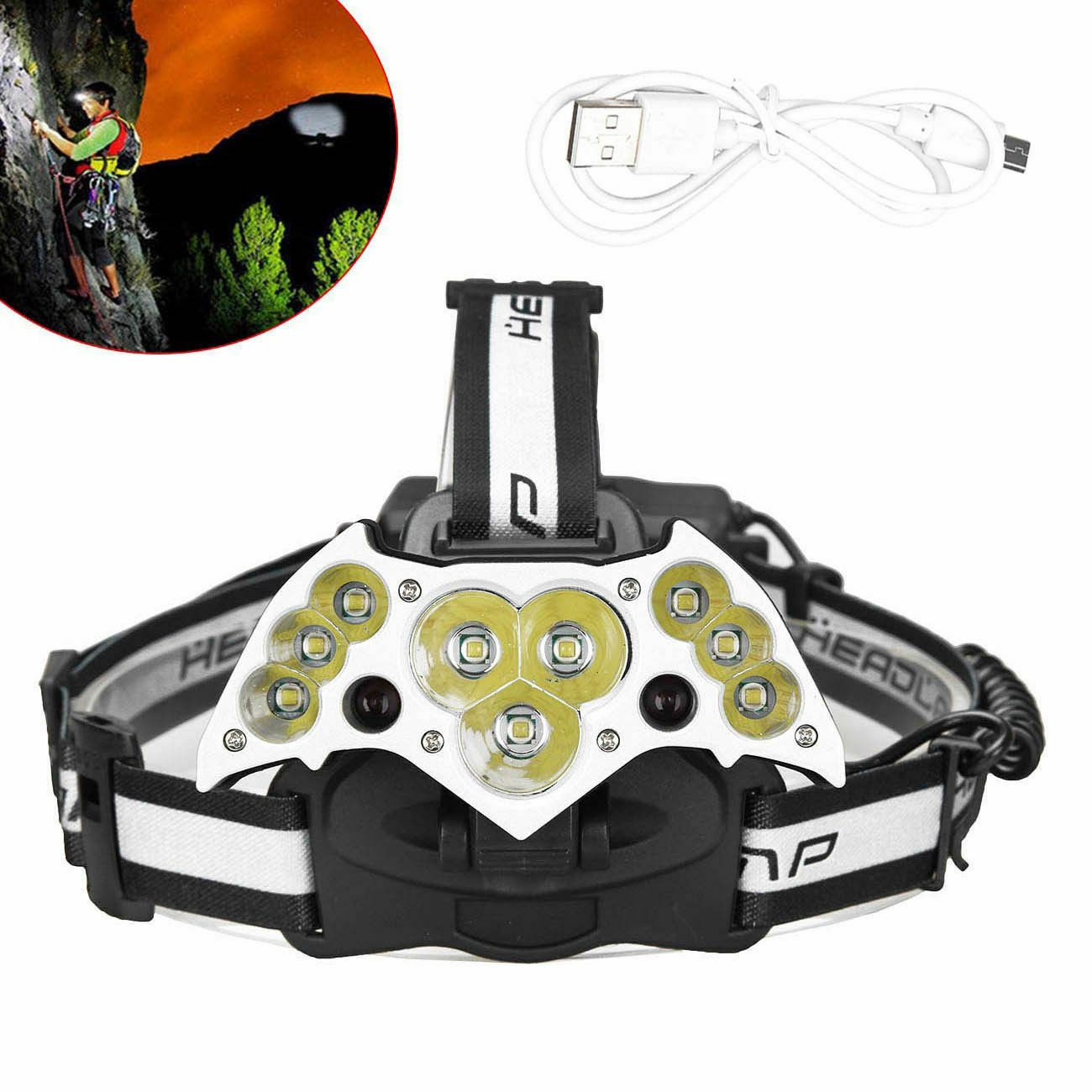 SMAXLuminate™ Super-Bright 11 LED Headlamp: Rechargeable Waterproof Head Light Torch 990000LM led headlamp SMAXLuminate™