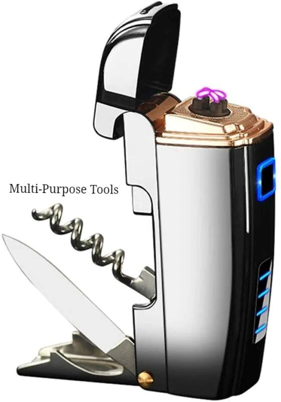 SMAXPro™ Electric Lighter + Multi-Tool Pocket Knife: Dual Arc Plasma, Flameless electric lighter SMAXPro™