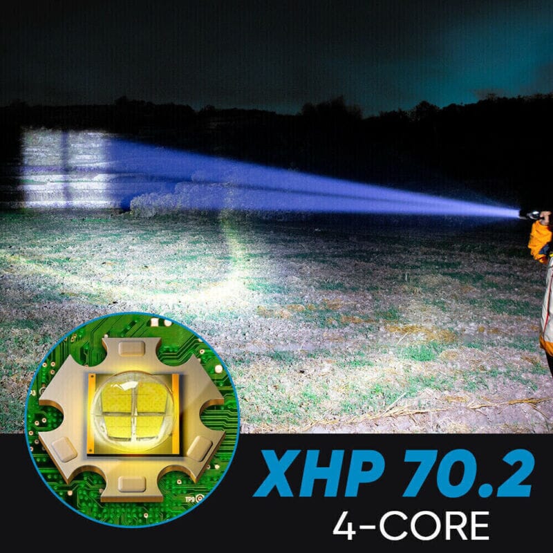 SMAXPro™ Powerful Rechargeable Zoom Flashlight: 4 Bulbs, XHP70.2 Core, Waterproof SMAXPro™
