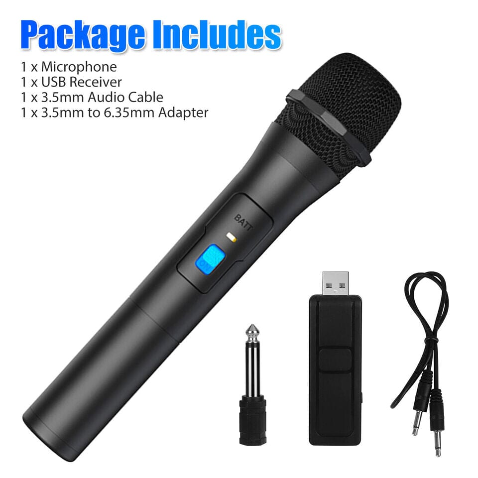 SMAXPro™ VHF Handheld Wireless Mic w/ USB Receiver: Karaoke Microphone System SMAXPro™
