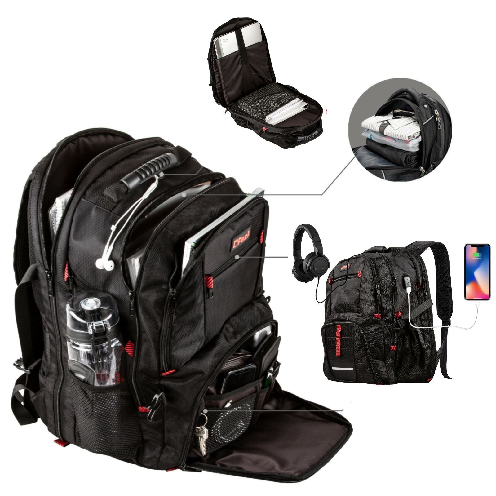 SwissOPack Extra Large 17" Laptop Backpack | TSA Friendly, USB, Anti- EliteDealsOutlet SwissOPack Extra Large 17" Laptop Backpack | TSA Friendly, USB, Anti- EliteDealsOutlet