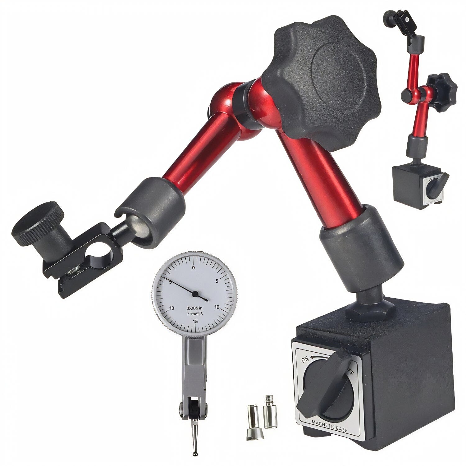 ACEPro™ Dial Test Indicator + Magnetic Base Holder: Accurate, 0.01mm, Universal, Metal dial test indicator ACEPro™ 
