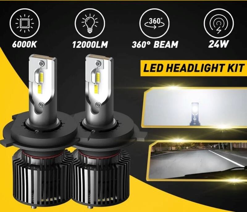 AUXPro™ H4 LED Headlight Bulbs: 9003 Hi-Low Beam, 6000K Conversion Kit CANBus led headlight bulbs AUXPro™ 