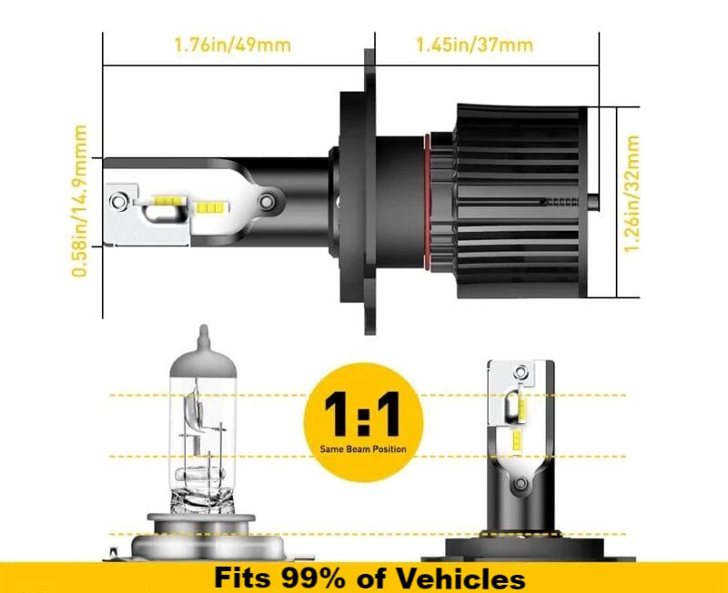 AUXPro™ H4 LED Headlight Bulbs: 9003 Hi-Low Beam, 6000K Conversion Kit CANBus led headlight bulbs AUXPro™ 