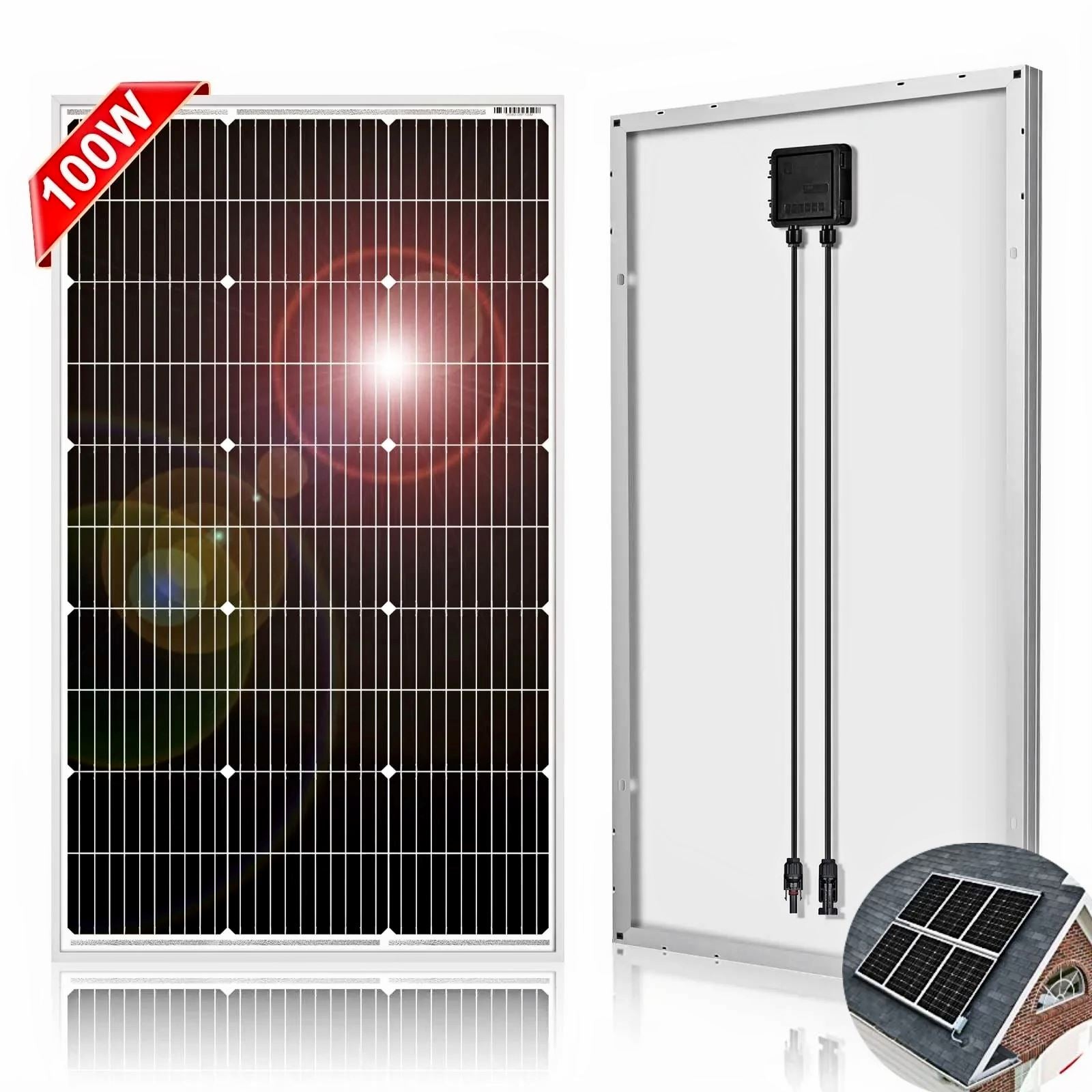 DKSolar™ 100W Solar Panel: German TÜV Monocrystalline, 18V, Higher-Efficiency Off-Grid Solar Panels DKSolar™ 