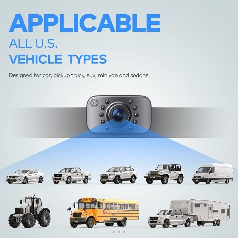 ERProHD™ Car Rear View Reverse Camera: License Plate Backup Parking Cam, Night Vision, Waterproof ERProHD™ 