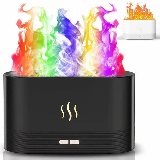 FGLux™ 7 Colors 3D Flame Mist Essential Oil Diffuser: 180ml Aroma Air Humidifier flame mist diffuser FGLux™ Black 