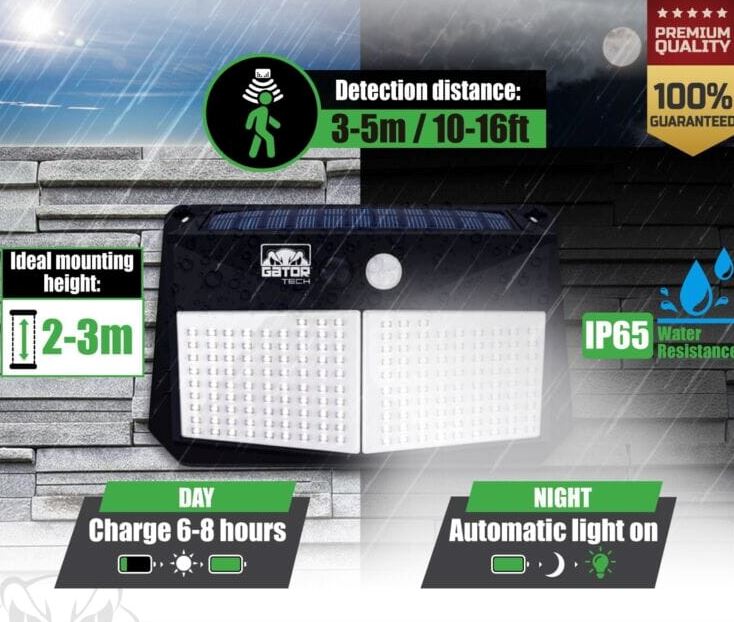 GatorXPro™ 228LED Solar Light: PIR Motion Sensor, Outdoor Security Garden Wall Lamp solar street light GatorXPro™ 