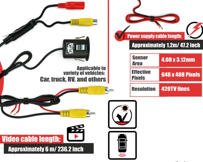 GatorXPro™ Car Rear View Reverse Camera: 170° HD, 8LED Backup Parking Cam, Night Vision car rear view camera GatorXPro™ 