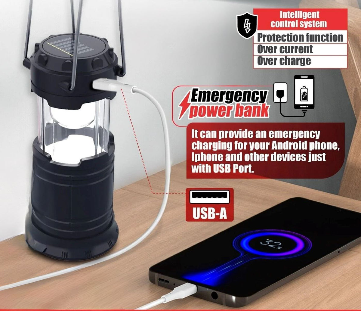 GatorXPro™ Solar Power Bank + LED Camping Lantern: Rechargeable Solar Flashlight USB GatorXPro™ 