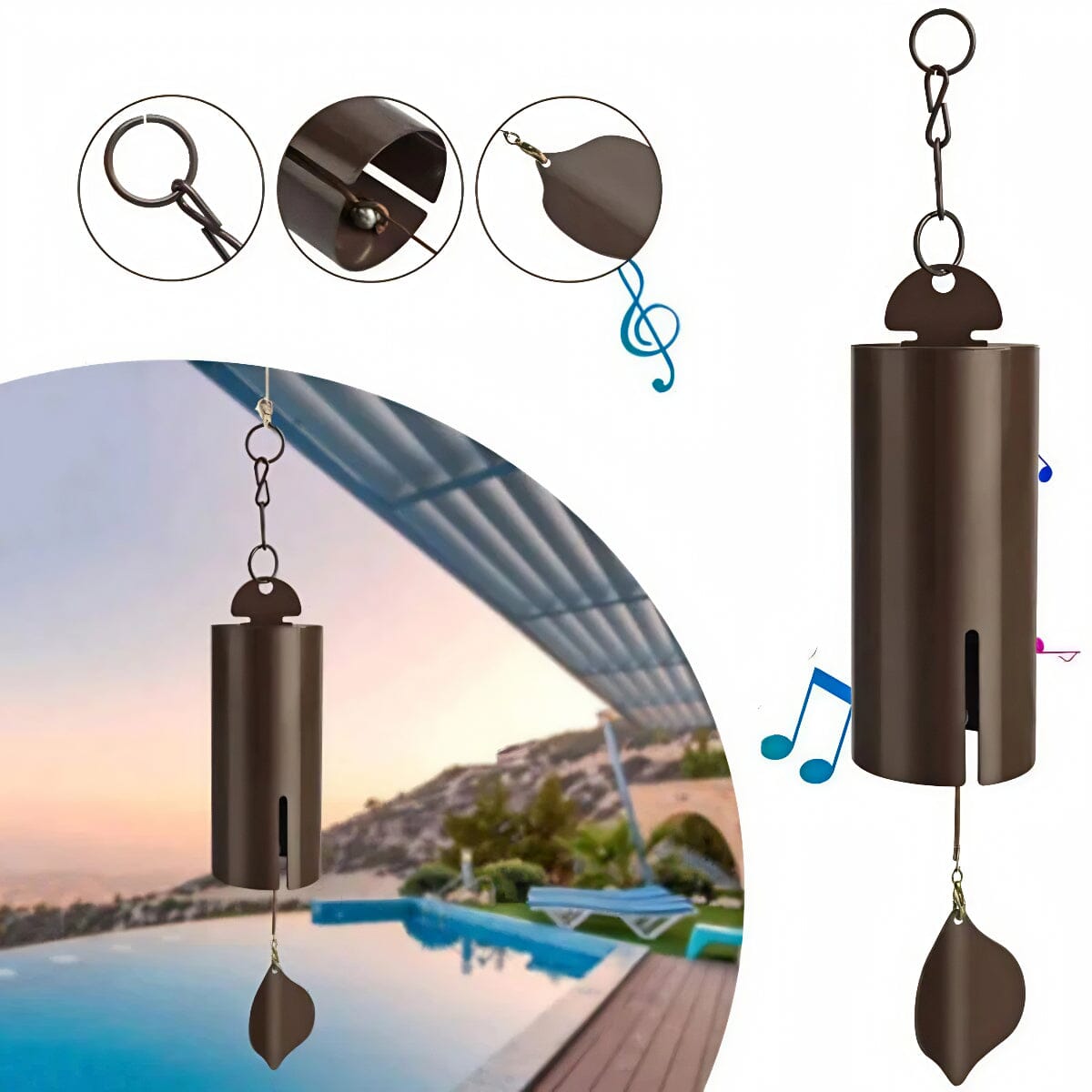 GoodVybe™ 16" Serenity Bell Wind Chime: Metal Garden Hanging Decor wind chime GoodVybe™ 