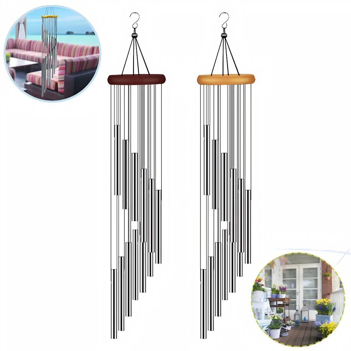 GoodVybe™ 23&quot; Garden Wind Chimes: 2Pcs, Pleasant Tone, 12 Aluminum Tubes Decor wind chime GoodVybe™ 