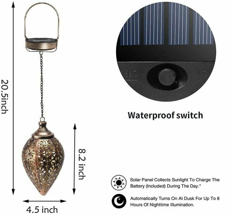 GoodVybe™ Solar LED &#39;Hanging Lantern&#39; Light: Outdoor Metal Art, Garden Lamp Decor GoodVybe™ 