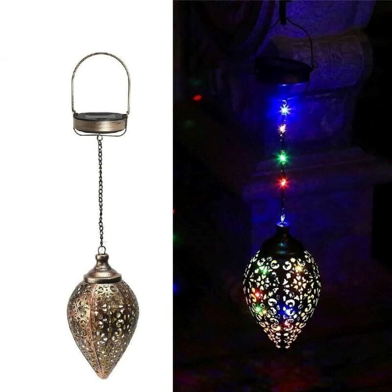 GoodVybe™ Solar LED &#39;Hanging Lantern&#39; Light: Outdoor Metal Art, Garden Lamp Decor solar street light GoodVybe™ 