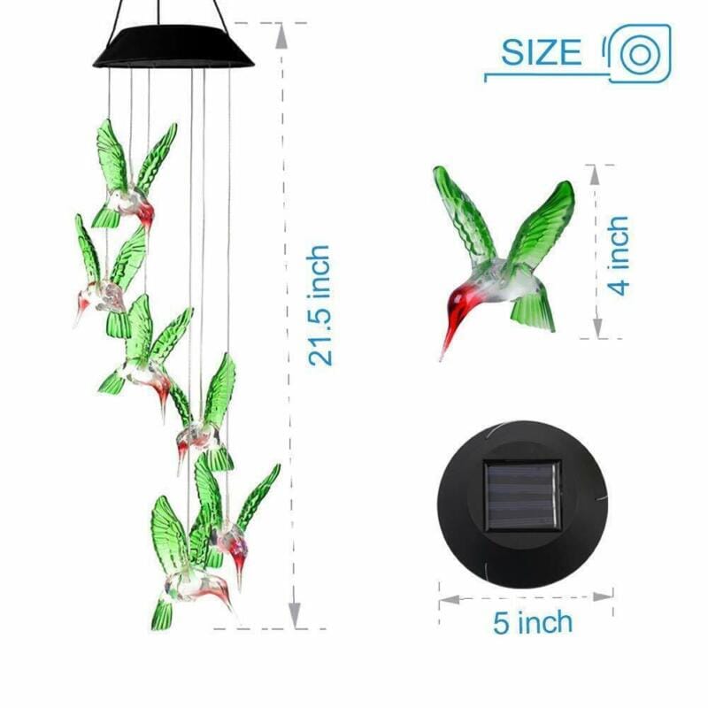 GoodVybe™ Solar LED Hummingbird Wind Chime Lights: Color-Changing Garden Decor GoodVybe™ 
