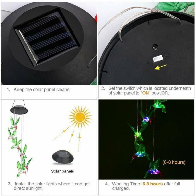 GoodVybe™ Solar LED Hummingbird Wind Chime Lights: Color-Changing Garden Decor GoodVybe™ 