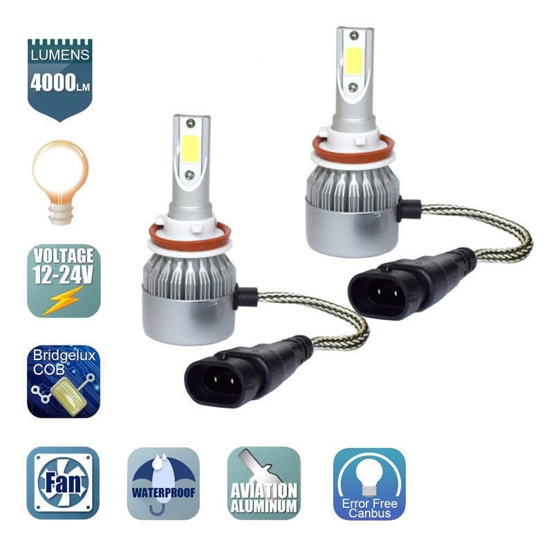 GPTPro™ H11(H8/9) LED Headlight Bulbs Kit: 6000K, HID, DRL, Foglight Super White car headlights GPTPro™ 