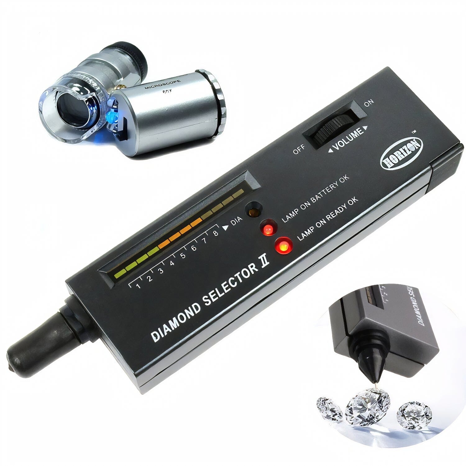 HorizonPro™ Portable Diamond Tester + 60X Illuminated Loupe: Jeweler Tool Kit diamond tester HorizonPro™ 