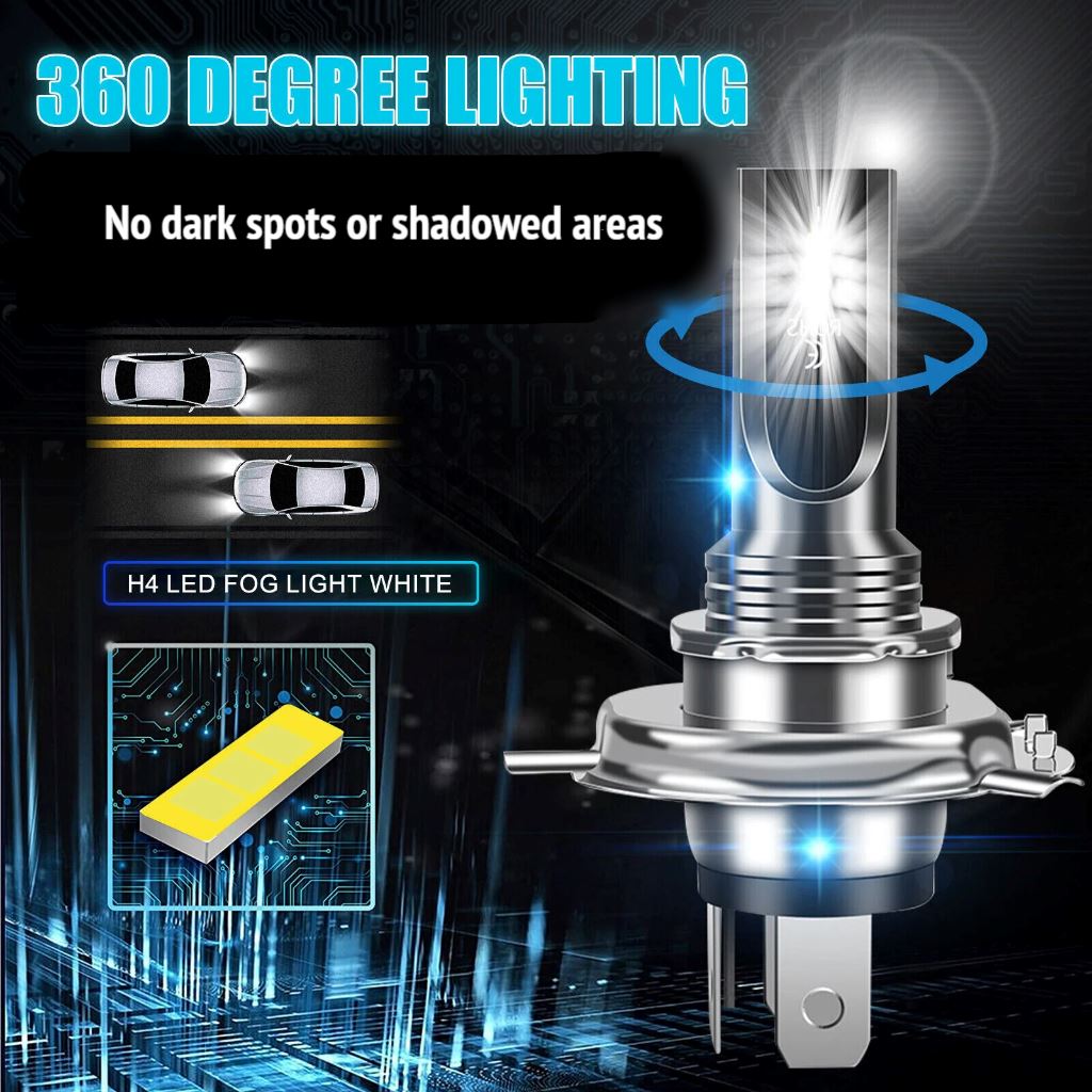 NSILux™ H4 LED Fog Driving Light Kit: 9003 Hi-Low Beam, 6000K Super Bright White Car Headlights NSILux™ 