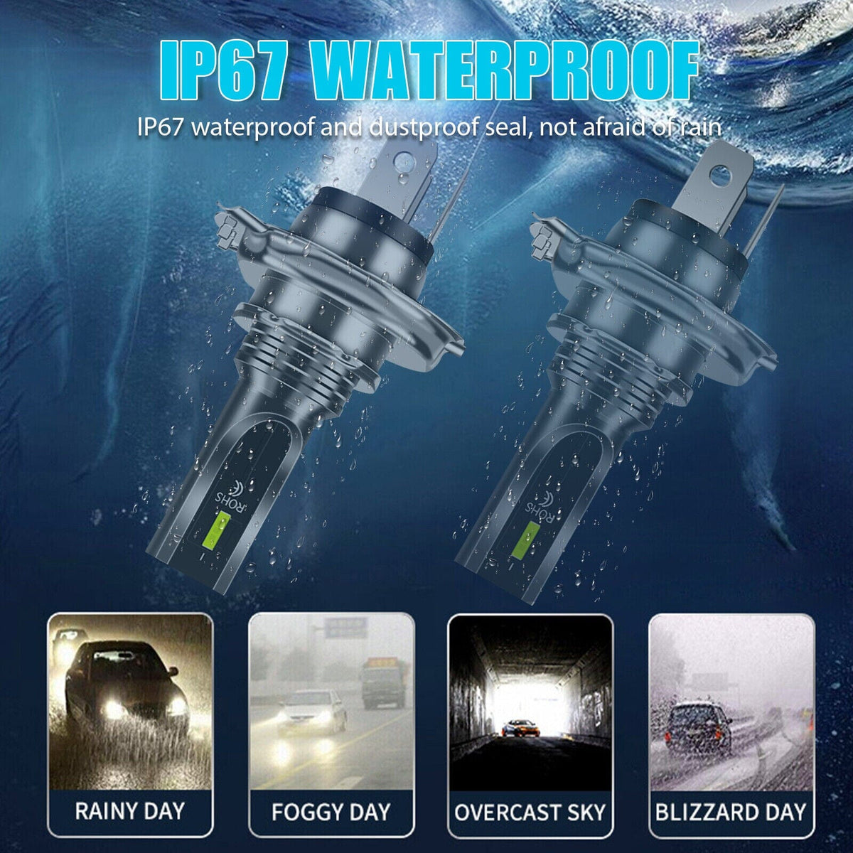 NSILux™ H4 LED Fog Driving Light Kit: 9003 Hi-Low Beam, 6000K Super Bright White Car Headlights NSILux™ 