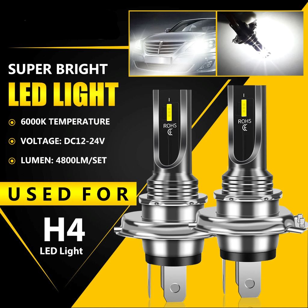 NSILux™ H4 LED Fog Driving Light Kit: 9003 Hi-Low Beam, 6000K Super Bright White Car Headlights NSILux™ 