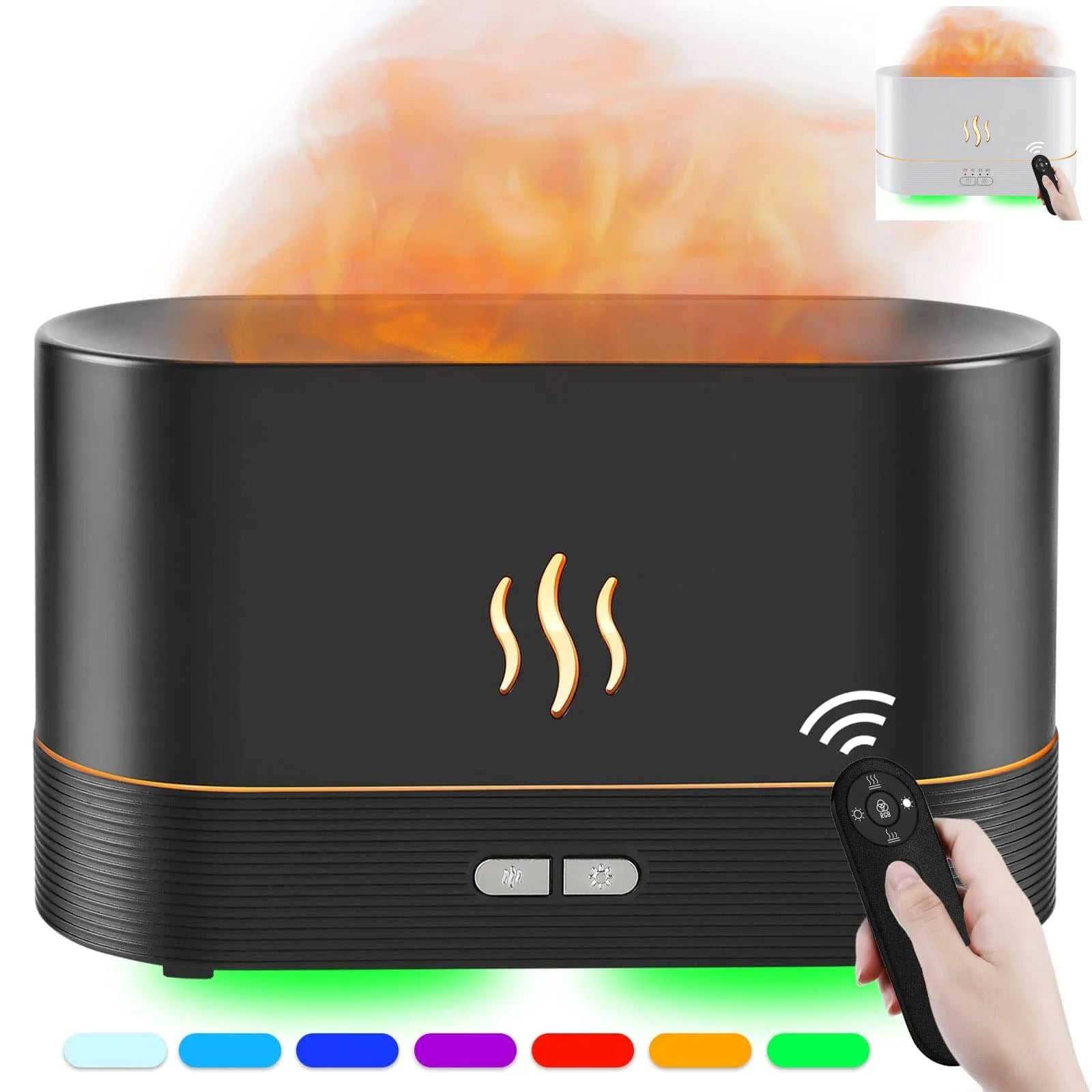 PLWMax™ 300ml 7 Colors 3D Flame Mist Essential Oil Diffuser: Aroma Air Humidifier flame mist diffuser PLWMax™ Jet Black 