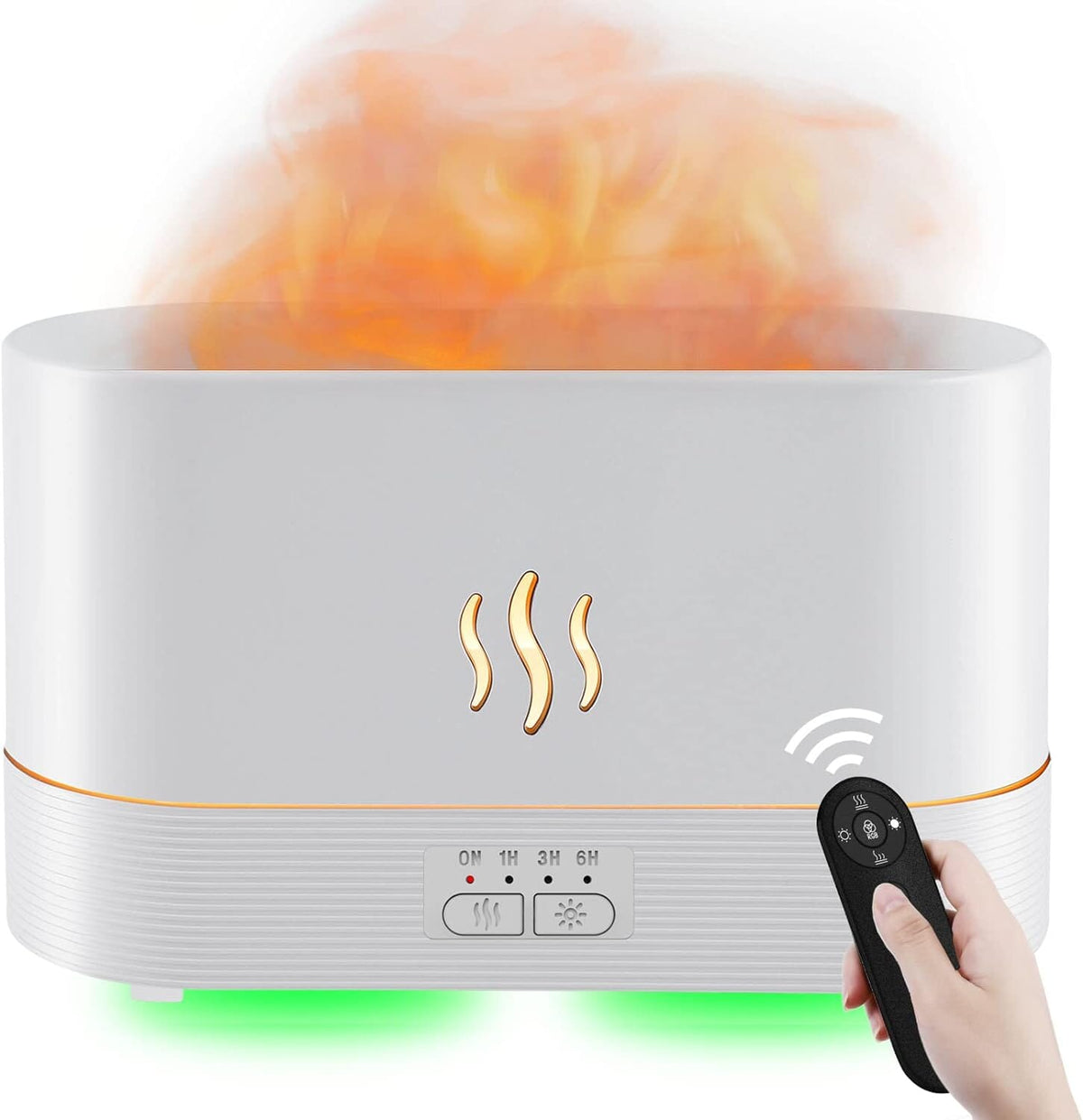 PLWMax™ 300ml 7 Colors 3D Flame Mist Essential Oil Diffuser: Aroma Air Humidifier flame mist diffuser PLWMax™ Pearl White 