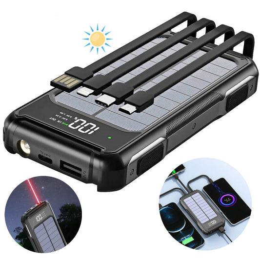 SMAXElite™ Portable Solar Power Bank: 30,000mAH, 4 USB Built-in Cables, Waterproof Cell Phone Charger power bank SMAXPro™ 