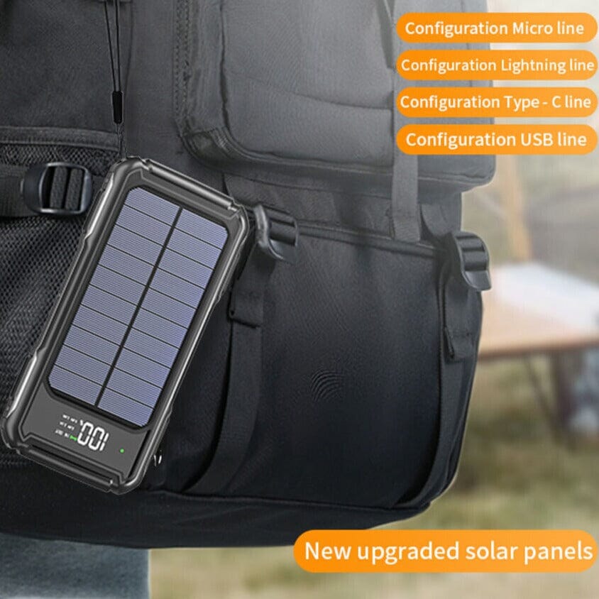SMAXElite™ Portable Solar Power Bank: 30,000mAH, 4 USB Built-in Cables, Waterproof Cell Phone Charger power bank SMAXPro™ 