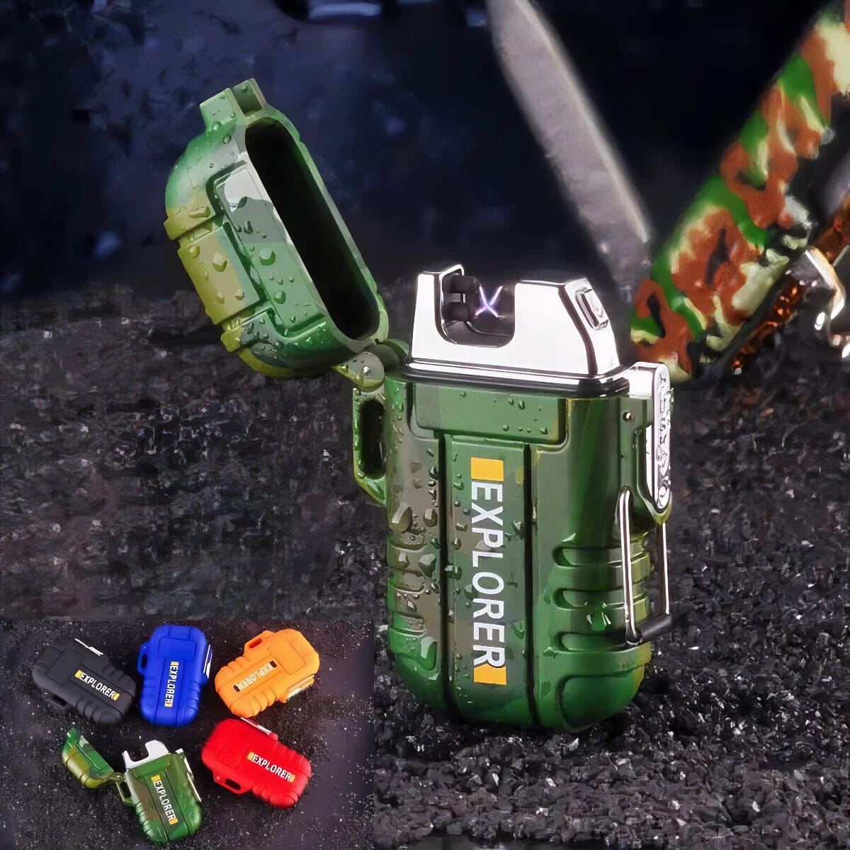 SMAXplorer™ Rechargeable Electric Lighter: Flameless Dual Arc Plasma, Waterproof USB electric lighter SMAXplorer™ Camo 