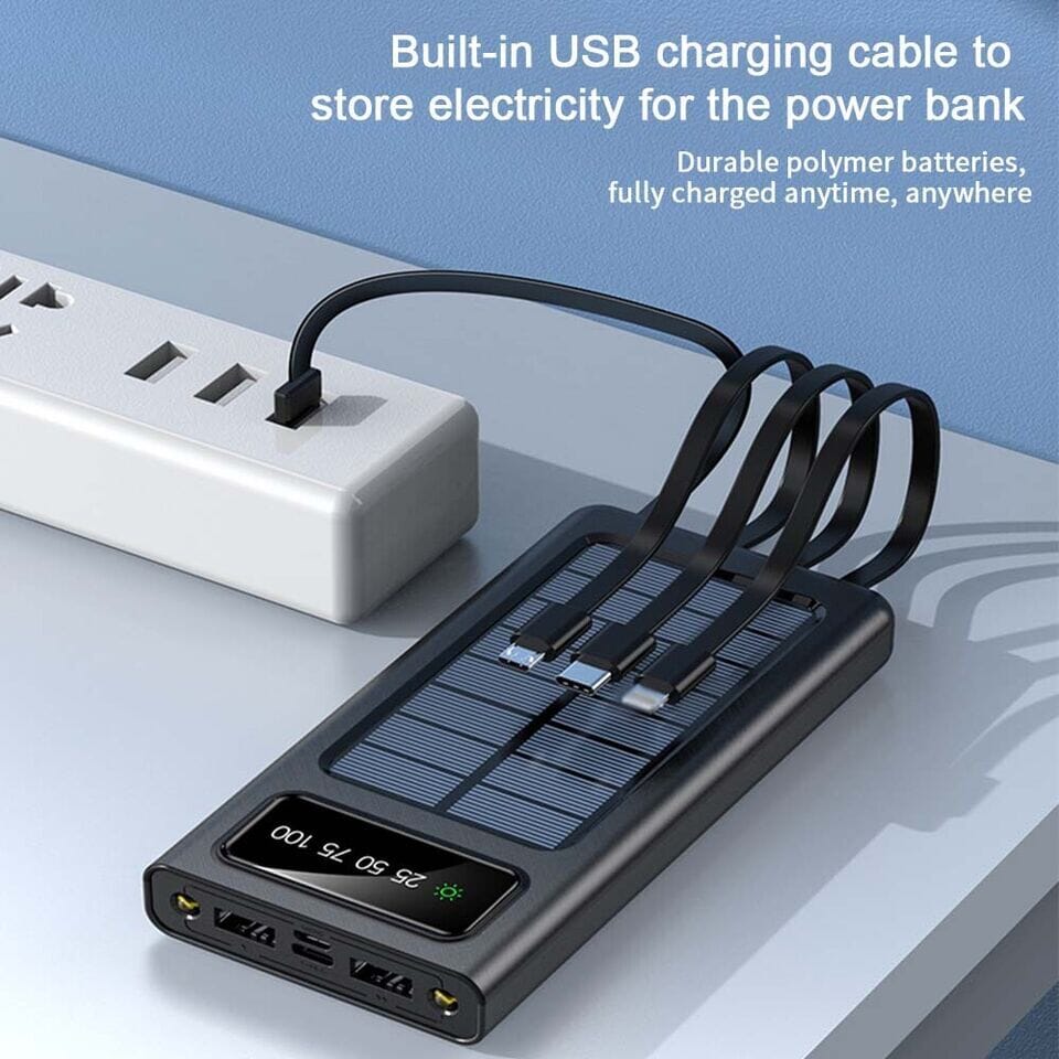 SMAXPlus™ Portable Solar Power Bank: 30,000mAH, 4 USB Built-in Cables, Waterproof Cell Phone Charger power bank SMAXPlus™ 