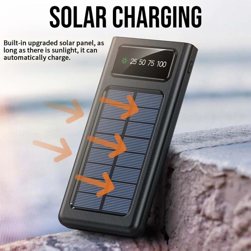 SMAXPlus™ Portable Solar Power Bank: 30,000mAH, 4 USB Built-in Cables, Waterproof Cell Phone Charger power bank SMAXPlus™ 