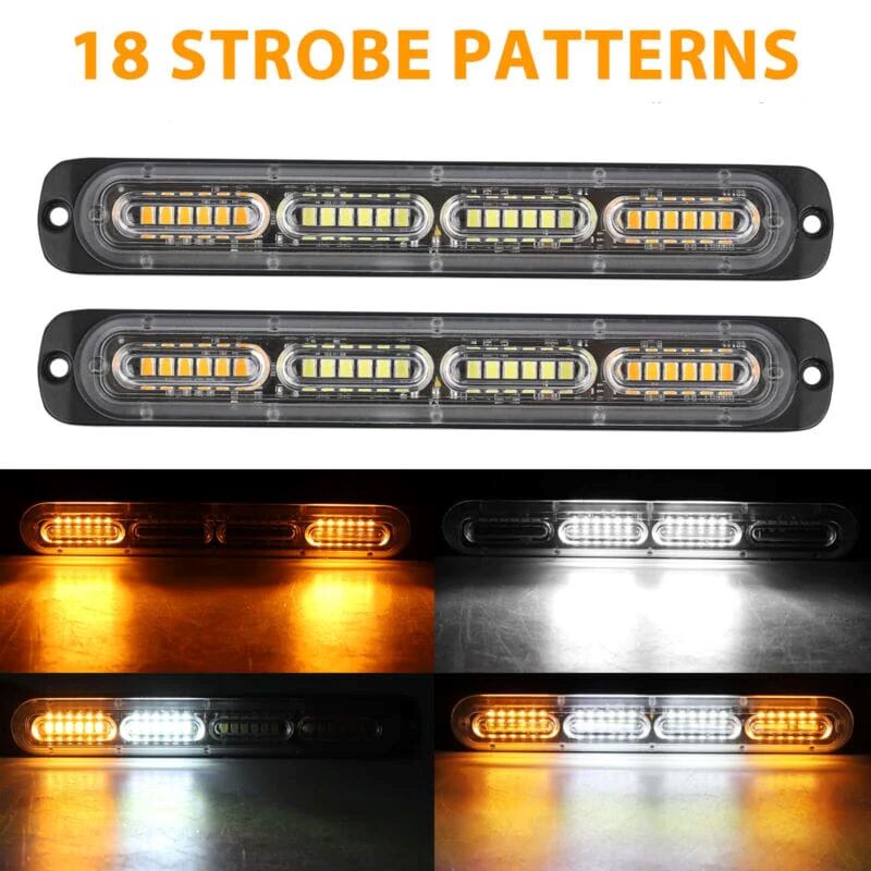 SMAXPro™ 24LED Strobe Light Bars (2x) - Amber/White, Warning Hazard, Flashing Beacon strobe light bar SMAXPro™ 