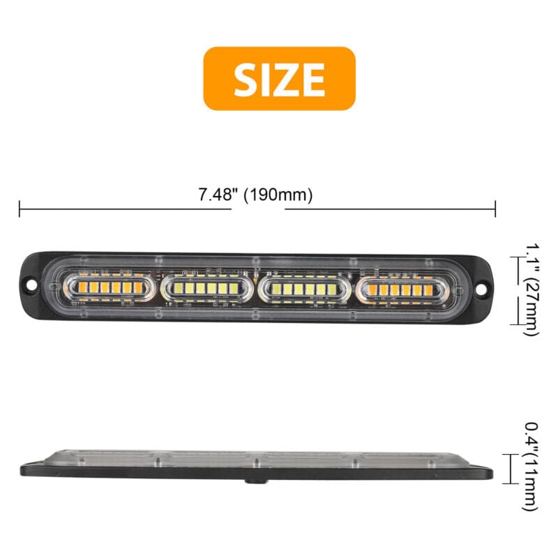 SMAXPro™ 24LED Strobe Light Bars(2X) - Amber/White, Warning Hazard, Flashing Beacon strobe light bar SMAXPro™ 